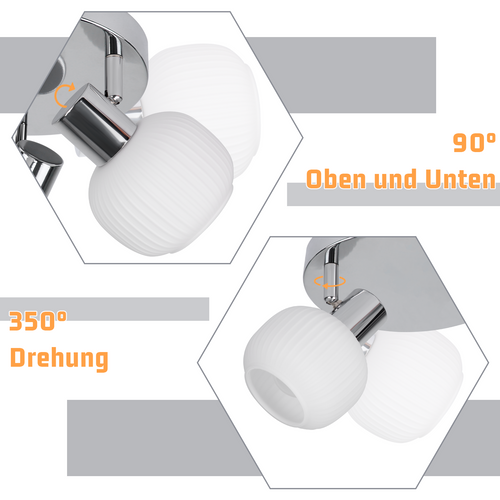 Spot De Plafond Blanc E14 3 Ampoules Abat-jour Intérieur En Verre Spot Orientable