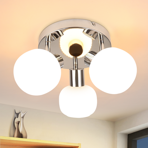 Spot De Plafond Blanc E14 3 Ampoules Abat-jour Intérieur En Verre Spot Orientable