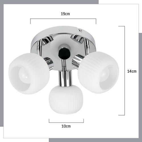 Spot De Plafond Blanc E14 3 Ampoules Abat-jour Intérieur En Verre Spot Orientable