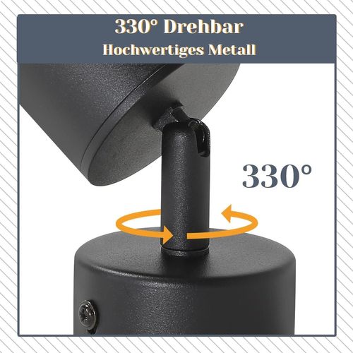 Spot LED Noir Gu10 330°pivotant Lampe De Couloir Moderne Applique Murale Industrielle