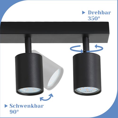 6 Spots De Plafond Noir LED Orientable à 350° Gu10 Pour Salon Chambre Cuisine, Sans Ampoule