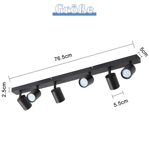 6 Spots De Plafond Noir LED Orientable à 350° Gu10 Pour Salon Chambre Cuisine, Sans Ampoule