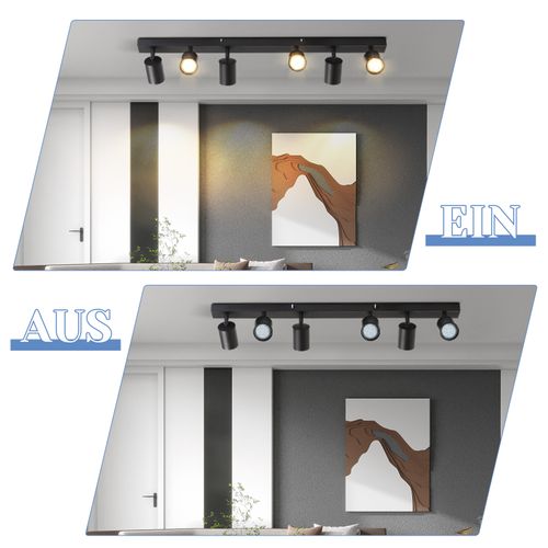 6 Spots De Plafond Noir LED Orientable à 350° Gu10 Pour Salon Chambre Cuisine, Sans Ampoule
