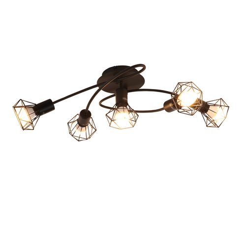 Plafonnier LED E14 Plafonnier Noir 5 Ampoules Industriel Orientable 350° Spot Rétro Vintage