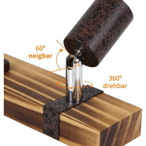 3 Spots E27 Max.25w 55 Cm Plafonniers Vintage Spot En Bois Avec Lampe Orientable Et Orientable Pour