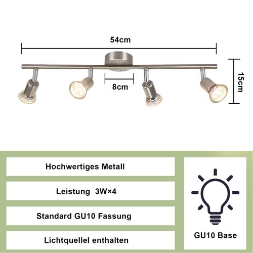 Spot De Plafond LED Orientable Gu10 4 Flamme Spots De Plafond Salon Industriel Orientable