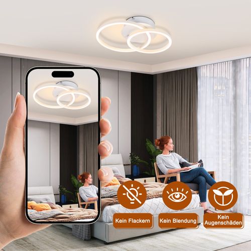 Plafonnier LED 2 Anneaux Blanc Pivotant Moderne Ronde Design 24w 3000k