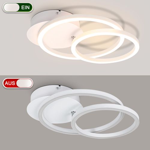 Plafonnier LED 2 Anneaux Blanc Pivotant Moderne Ronde Design 24w 3000k