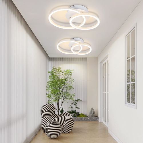 Plafonnier LED 2 Anneaux Blanc Pivotant Moderne Ronde Design 24w 3000k
