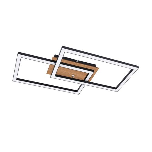 Plafonnier LED Moderne Plafonnier Bois 3000k Blanc Chaud Noir Rectangle Design 24w