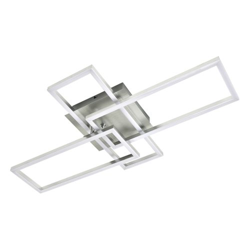 Plafonnier LED Chambre Argent Dimmable 64cm 36w Géométrique Salon Avec Télécommande