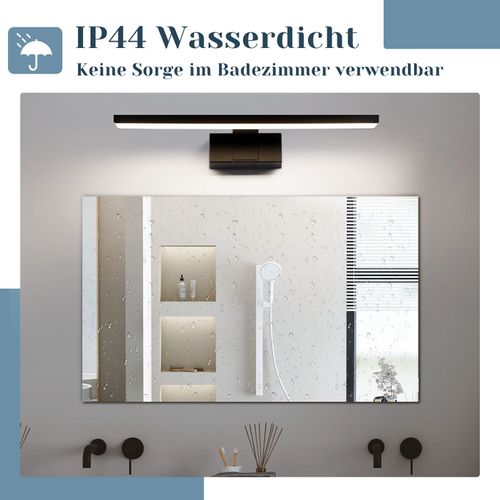 Applique LED Salle De Bain Lampe Miroir Ip44 Lampe Armoire Lumière 4000k Max.12w 60×5.1×12.8cm Noire