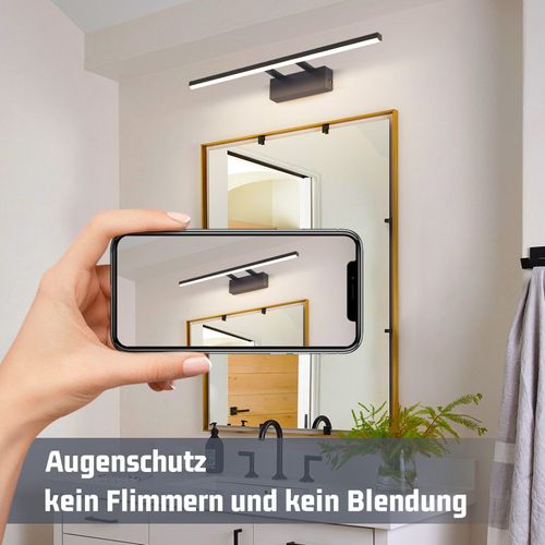 Lampe à Miroir LED Noire 60cm Moderne 4000k Salle De Bain Lampe à Miroir Murale