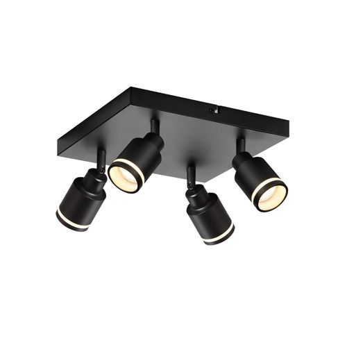 Spots De Plafond Noir 4 Flammes Gu10 Orientable Intérieur Métal Orientable 355° Sans Ampoule
