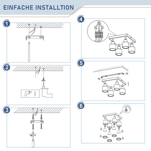 Spots De Plafond Noir 4 Flammes Gu10 Orientable Intérieur Métal Orientable 355° Sans Ampoule