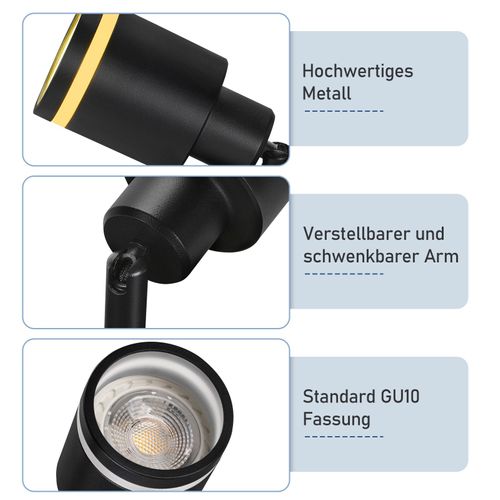 Spots De Plafond Noir 3 Flammes Gu10 Orientable Intérieur Métal Orientable 355°, Sans Ampoule