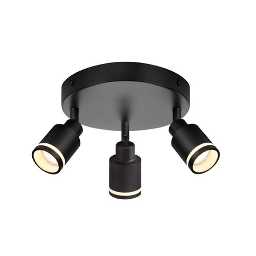 Spots De Plafond Noir 3 Flammes Gu10 Orientable Intérieur Métal Orientable 355°, Sans Ampoule