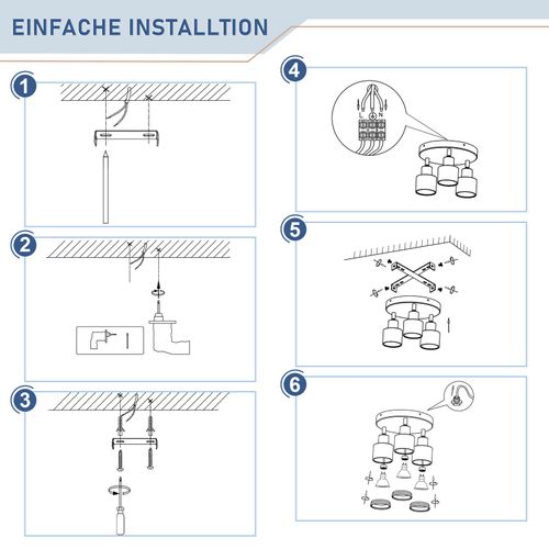 Spots De Plafond Noir 3 Flammes Gu10 Orientable Intérieur Métal Orientable 355°, Sans Ampoule