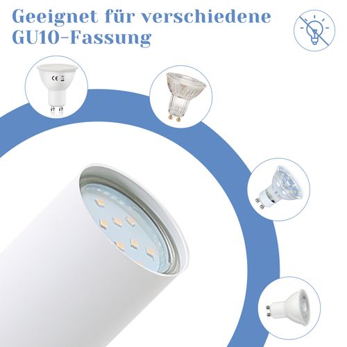 Spot De Plafond Salon Blanc 6 Flammes Gu10 Orientable 350°, Sans Ampoule