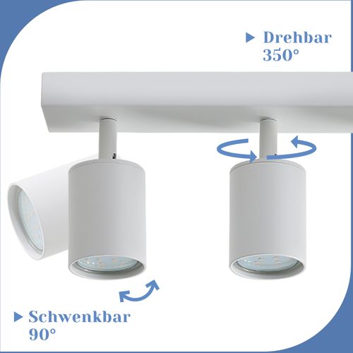 Spot De Plafond Salon Blanc 6 Flammes Gu10 Orientable 350°, Sans Ampoule