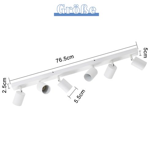 Spot De Plafond Salon Blanc 6 Flammes Gu10 Orientable 350°, Sans Ampoule