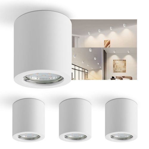 Lot De 4 Spot En Saillie Blanc Rond Gu10 Spots De Plafond Plâtre Moderne Petit 40w