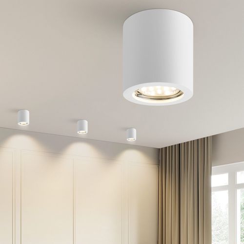Lot De 4 Spot En Saillie Blanc Rond Gu10 Spots De Plafond Plâtre Moderne Petit 40w