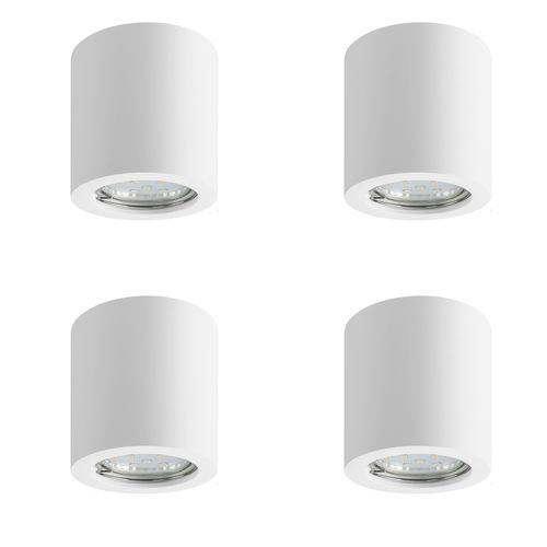 Lot De 4 Spot En Saillie Blanc Rond Gu10 Spots De Plafond Plâtre Moderne Petit 40w