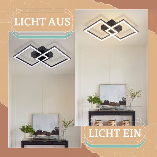 Plafonnier LED Carré Noir 24 W 4 000 K Blanc Neutre Lampe De Cuisine Moderne