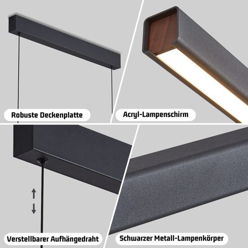 Suspension LED Salle à Manger Noir Dimmable Avec Télécommande 37w Moderne Cct