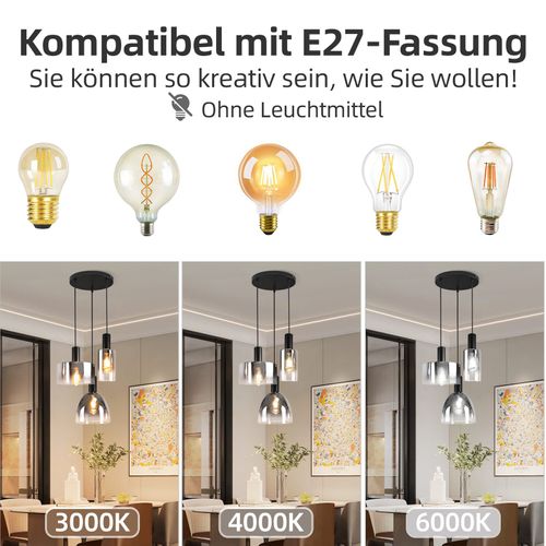 Lampe à Suspension Pour Table à Manger Vintage En Verre Gris Fumé E27 Réglable En Hauteur Pour Salon