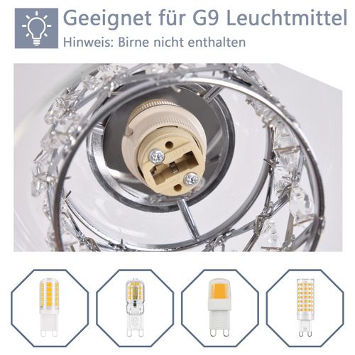 Lustre Moderne à 3 Lumières en Cristal et Verre, Suspension Élégante G9 pour Salon ou Salle à Manger