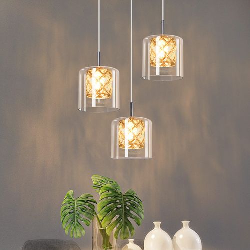 Lustre Moderne à 3 Lumières en Cristal et Verre, Suspension Élégante G9 pour Salon ou Salle à Manger