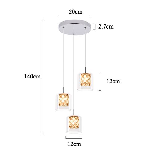 Lustre Moderne à 3 Lumières en Cristal et Verre, Suspension Élégante G9 pour Salon ou Salle à Manger