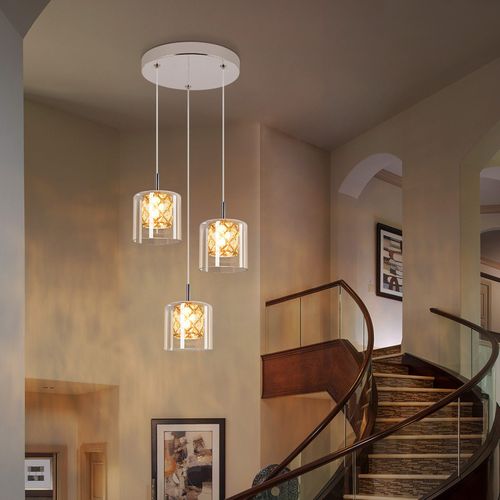 Lustre Moderne à 3 Lumières en Cristal et Verre, Suspension Élégante G9 pour Salon ou Salle à Manger