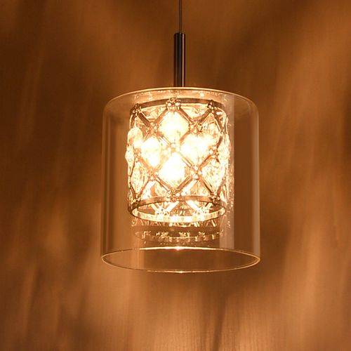 Suspension Design à 4 Lampes en Cristal - Lustre Bar Verre G9, Idéal pour Salle à Manger ou Comptoir