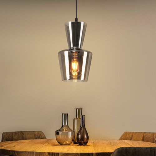 Lampe à Suspension Pour Table à Manger Vintage En Verre Gris Fumé E27 Pour Salon Ou Cuisine