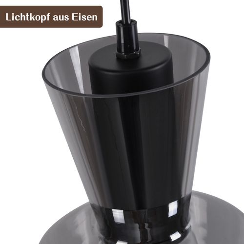 Lampe à Suspension Pour Table à Manger Vintage En Verre Gris Fumé E27 Pour Salon Ou Cuisine