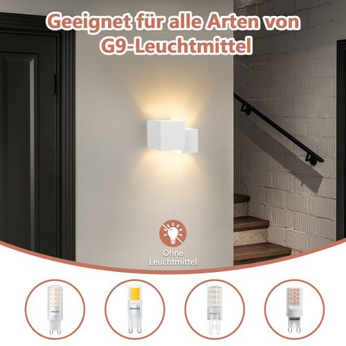 Applique Murale Intérieure G9 - Lampe Moderne En Plâtre Blanc Pour Chambre Escalier Couloir