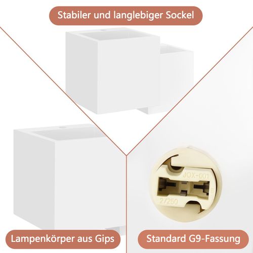 Applique Murale Intérieure G9 - Lampe Moderne En Plâtre Blanc Pour Chambre Escalier Couloir