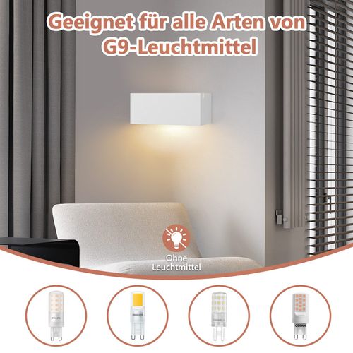 Applique Murale Intérieure G9 - Lampe Moderne En Plâtre Blanc Pour Chambre Escalier Couloir