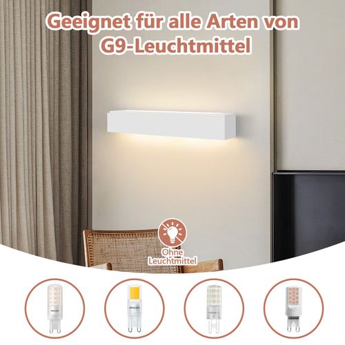 Applique Murale Intérieure G9 - Lampe Moderne En Plâtre Blanc Pour Chambre Escalier Couloir
