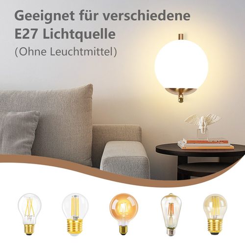 Applique Murale D'intérieur Moderne Dorée Abat-jour En Verre E27 Chambre Couloir