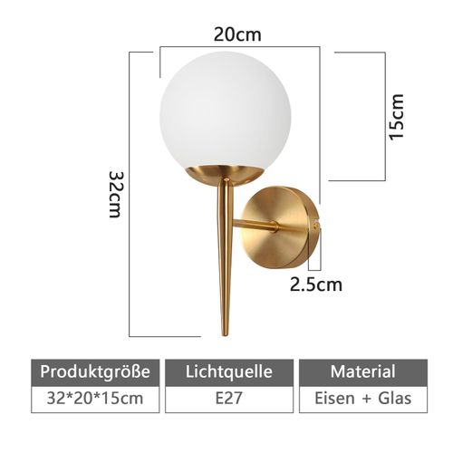 Applique Murale D'intérieur Moderne Dorée Abat-jour En Verre E27 Chambre Couloir
