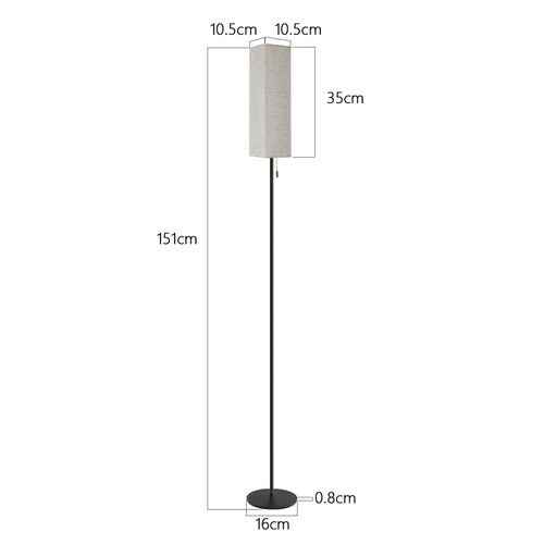Lampadaire LED à Intensité Variable Rétro Abat-jour En Tissu Pour Salon Avec Interrupteur à Tirette