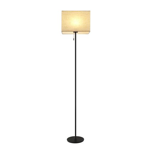 Lampadaire LED à Intensité Variable Rétro Abat-jour En Tissu Pour Salon, Avec Interrupteur à Tirette