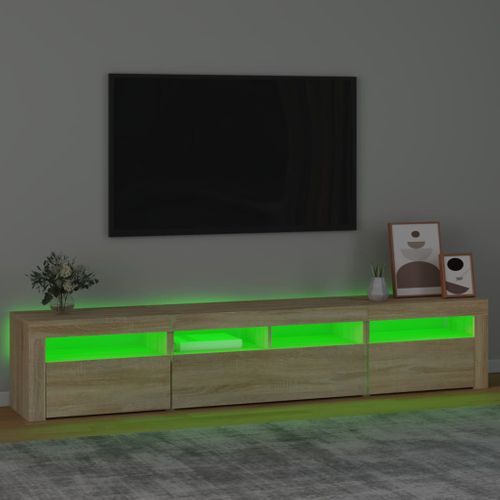 Meuble TV Avec Lumières LED Chêne Sonoma 210x35x40 Cm