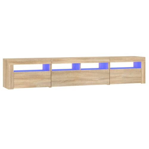 Meuble TV Avec Lumières LED Chêne Sonoma 210x35x40 Cm