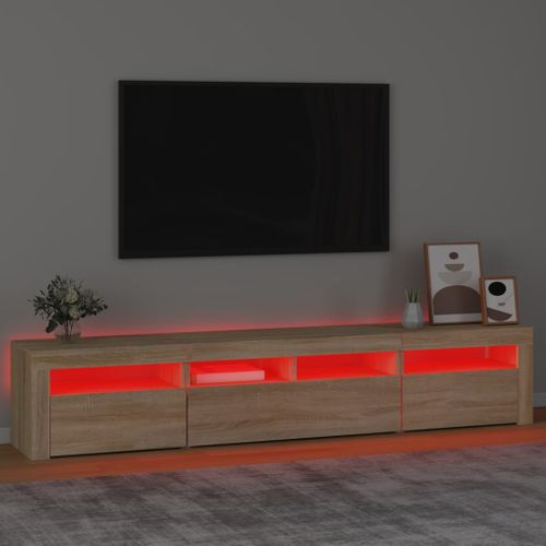 Meuble TV Avec Lumières LED Chêne Sonoma 210x35x40 Cm
