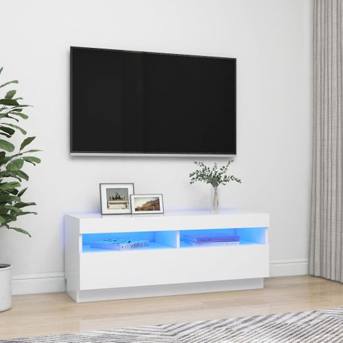 Meuble TV Avec Lumières LED Blanc 100x35x40 Cm